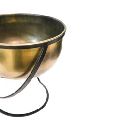 Ivyline Indoor Kensington Brass Metal Round Planter on Stand, H30cm W28cm in Metallics - thumbnail 3