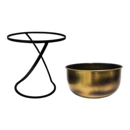Ivyline Indoor Kensington Brass Metal Round Planter on Stand, H30cm W28cm in Metallics - thumbnail 5