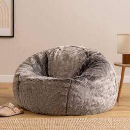 icon Cuddle Cushion & Kingston Faux Fur Classic Bean Bag in Grey - thumbnail 4