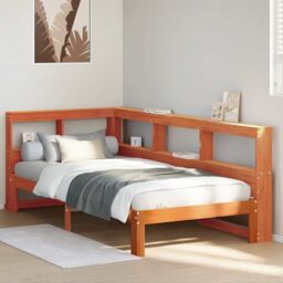 Berkfield Home Bookcase Bed without Mattress Wax Brown 90x190 cm Solid Wood Pine - thumbnail 1