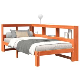 Berkfield Home Bookcase Bed without Mattress Wax Brown 90x190 cm Solid Wood Pine - thumbnail 3