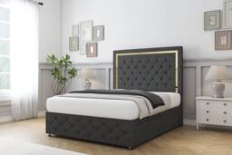 "Comfort Beds Sofia Gold Dumfries Divan Base No Drawers - 54"" Headboard-Footboard in Dark Grey - Size: Single" - thumbnail 2