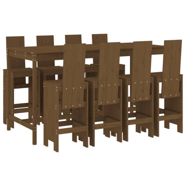 Berkfield Home 9 Piece Garden Bar Set Honey Brown Solid Wood Pine - image 1