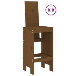 Berkfield Home 9 Piece Garden Bar Set Honey Brown Solid Wood Pine - thumbnail 3
