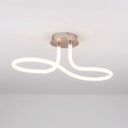 Harper Living LED 1 Light Semi-Flush Ceiling Light Polycarbonate Shade Matt Nickel in Silver - thumbnail 1
