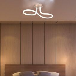 Harper Living LED 1 Light Semi-Flush Ceiling Light Polycarbonate Shade Matt Nickel in Silver - thumbnail 5