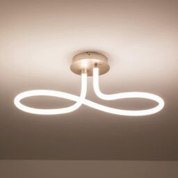 Harper Living LED 1 Light Semi-Flush Ceiling Light Polycarbonate Shade Matt Nickel in Silver - thumbnail 2