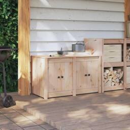 Berkfield Home Outdoor Kitchen Cabinet 106x55x64 cm Solid Wood Pine in Light Tan - Size: 106 x 55 x 64 cm - thumbnail 4