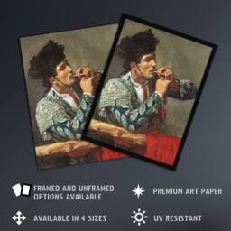 "Artery8 After the Bullfight Bullfighter Smoking Cassatt Wall Art Print Poster in Grey - Size: W12"" x H16""" - thumbnail 2