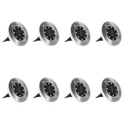 Berkfield Home Solar Ground Lights 8 pcs LED Lights RGB Colour in Silver - thumbnail 3