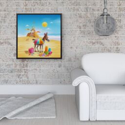 "Warren Reed - Designer Donkey On A Beach Holiday Framed Canvas in Black - Size: W30"" x H30""" - thumbnail 2