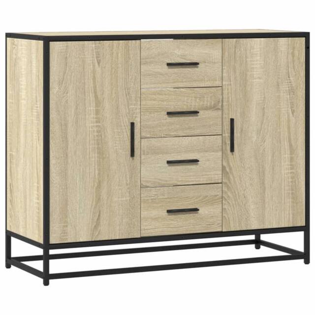 Berkfield Home Sideboard Sonoma Oak 92x35x76 cm Engineered Wood in Light Brown - Size: 92 x 35 x 76 cm - image 1