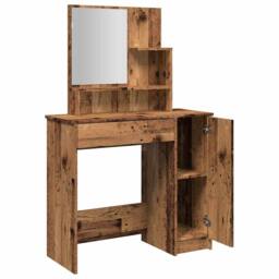 Berkfield Home Dressing Table with Mirror Old Wood 86.5x35x136 cm in Brown - thumbnail 7