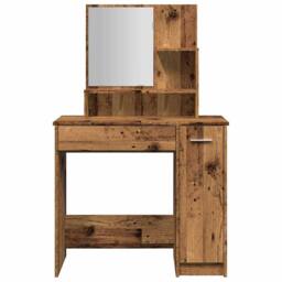 Berkfield Home Dressing Table with Mirror Old Wood 86.5x35x136 cm in Brown - thumbnail 4