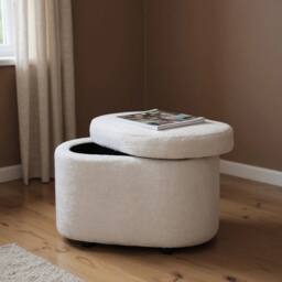 KORVIXA White Makeup Chair Storage Ottoman Footstool - Size: 100 cm x 100 cm - thumbnail 3