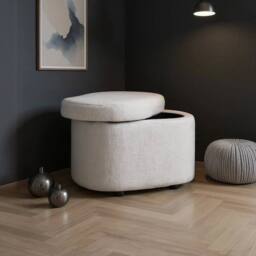 KORVIXA White Makeup Chair Storage Ottoman Footstool - Size: 100 cm x 100 cm - thumbnail 2