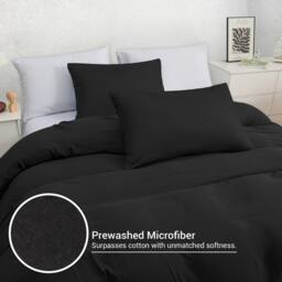 Grace Premium Microfiber Reversible Duvet Cover Set Ultrasoft Bedding in Black - Size: Single - thumbnail 3