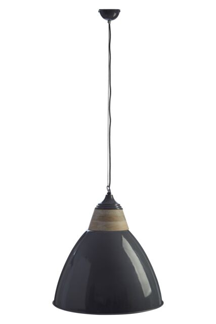 Orsina Grey Extra Large Pendant Light, Scandi Bell-Shaped Industrial Ceiling Lamp, 1m Cord with Matching Rose - image 1