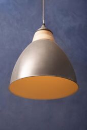 Orsina Grey Extra Large Pendant Light, Scandi Bell-Shaped Industrial Ceiling Lamp, 1m Cord with Matching Rose - thumbnail 2