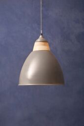 Orsina Grey Extra Large Pendant Light, Scandi Bell-Shaped Industrial Ceiling Lamp, 1m Cord with Matching Rose - thumbnail 3