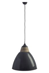 Orsina Grey Extra Large Pendant Light, Scandi Bell-Shaped Industrial Ceiling Lamp, 1m Cord with Matching Rose