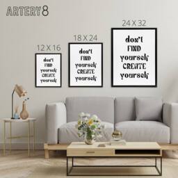 "Artery8 Don't Find Create Yourself Black White Simple Canvas Wall Art Print - Size: W24"" x H32""" - thumbnail 4
