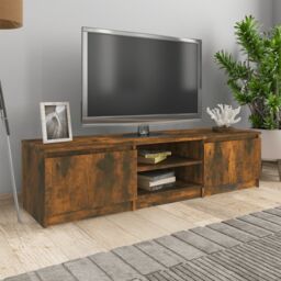 Berkfield Home TV Cabinet Smoked Oak 140x40x35.5 cm Engineered Wood in Brown - thumbnail 1
