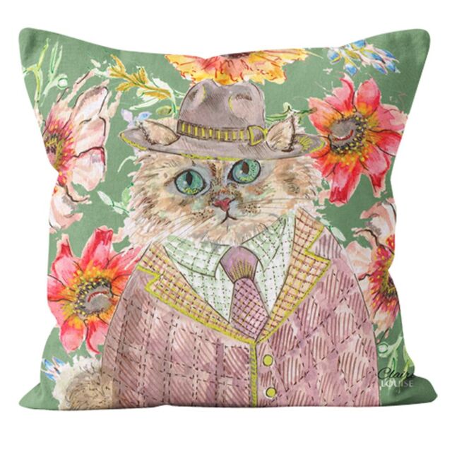 Claire Louise Cottage Floral Cat 45cm x 45cm Double Sided Cushion - Size: 45 cm x 45 cm - image 1