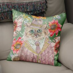 Claire Louise Cottage Floral Cat 45cm x 45cm Double Sided Cushion - Size: 45 cm x 45 cm - thumbnail 2