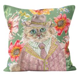Claire Louise Cottage Floral Cat 45cm x 45cm Double Sided Cushion - Size: 45 cm x 45 cm - thumbnail 1