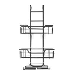 KORVIXA 3 Tiers Metal Over Door Shower Screen Hanging Caddy Rack in Black - Size: 180 cm width x 180 cm drop