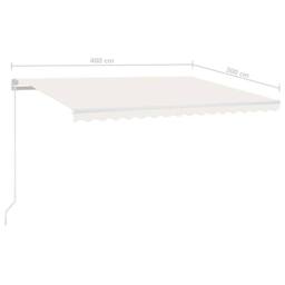 Berkfield Home Manual Retractable Awning with LED 400x300 cm Cream - thumbnail 7