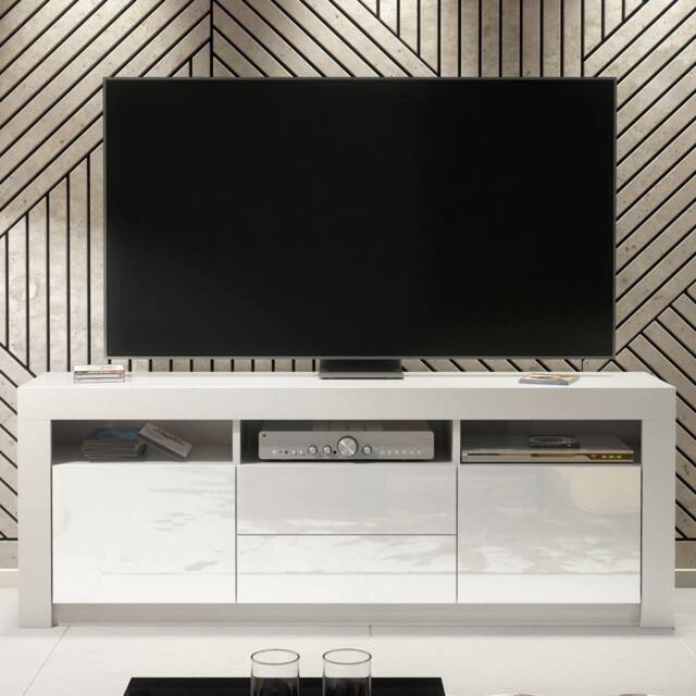 Creative Furniture Shine TV Unit 160cm - White with Gloss Doors - image 1