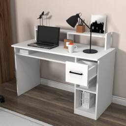 Destina Home Eslem Computer Desk with Drawer & Shelves in White - Size: 2 Pack - thumbnail 3