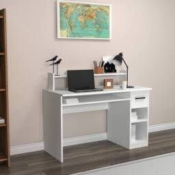 Destina Home Eslem Computer Desk with Drawer & Shelves in White - Size: 2 Pack - thumbnail 4