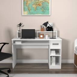 Destina Home Eslem Computer Desk with Drawer & Shelves in White - Size: 2 Pack - thumbnail 2