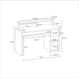Destina Home Eslem Computer Desk with Drawer & Shelves in White - Size: 2 Pack - thumbnail 6