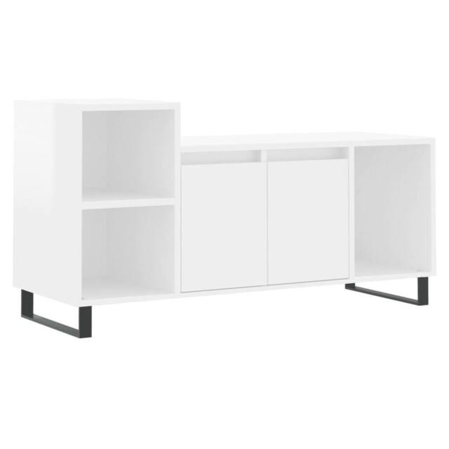 Berkfield Home TV Cabinet High Gloss White 100x35x55 cm Engineered Wood - Size: 100 x 35 x 55 cm - image 1