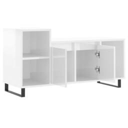 Berkfield Home TV Cabinet High Gloss White 100x35x55 cm Engineered Wood - Size: 100 x 35 x 55 cm - thumbnail 6
