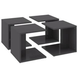 Berkfield Home Stylish Coffee Tables 4 pcs High Gloss Grey 33x33x33 cm Engineere - Size: 33 x 33 x 33 cm - thumbnail 9