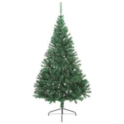 Berkfield Home Beautiful Artificial Pre-lit Christmas Tree Green 210 cm PVC - thumbnail 1