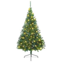 Berkfield Home Beautiful Artificial Pre-lit Christmas Tree Green 210 cm PVC - thumbnail 3