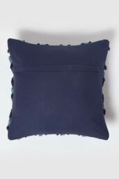 Homescapes Tula Handwoven Textured Navy & Teal Cushion - Size: 45 cm x 45 cm - thumbnail 3