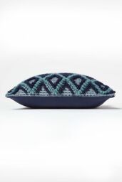 Homescapes Tula Handwoven Textured Navy & Teal Cushion - Size: 45 cm x 45 cm - thumbnail 4