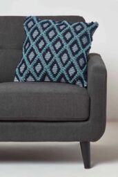 Homescapes Tula Handwoven Textured Navy & Teal Cushion - Size: 45 cm x 45 cm - thumbnail 2