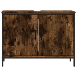 Berkfield Home Bathroom Sink Cabinet Smoked Oak 80x30x60 cm Engineered Wood in Brown - Size: 80 x 30 x 60 cm - thumbnail 5