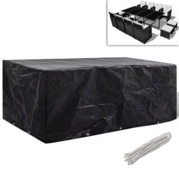 Berkfield Home Garden Furniture Cover 8 Person Poly Rattan Set 10 Eyelets 229x113cm in Black - Size: 229x113 cm - thumbnail 1