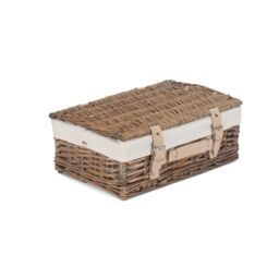 Red Hamper Wicker 35cm Antique Wash Split Willow Picnic Basket with Cotton Lining in White - thumbnail 2