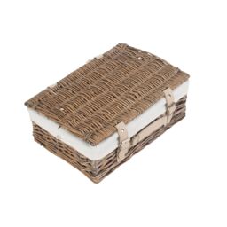 Red Hamper Wicker 35cm Antique Wash Split Willow Picnic Basket with Cotton Lining in White - thumbnail 3