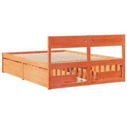 Berkfield Home Modern Bed Frame without Mattress Wax Brown 135x190 cm Double Sol - thumbnail 6